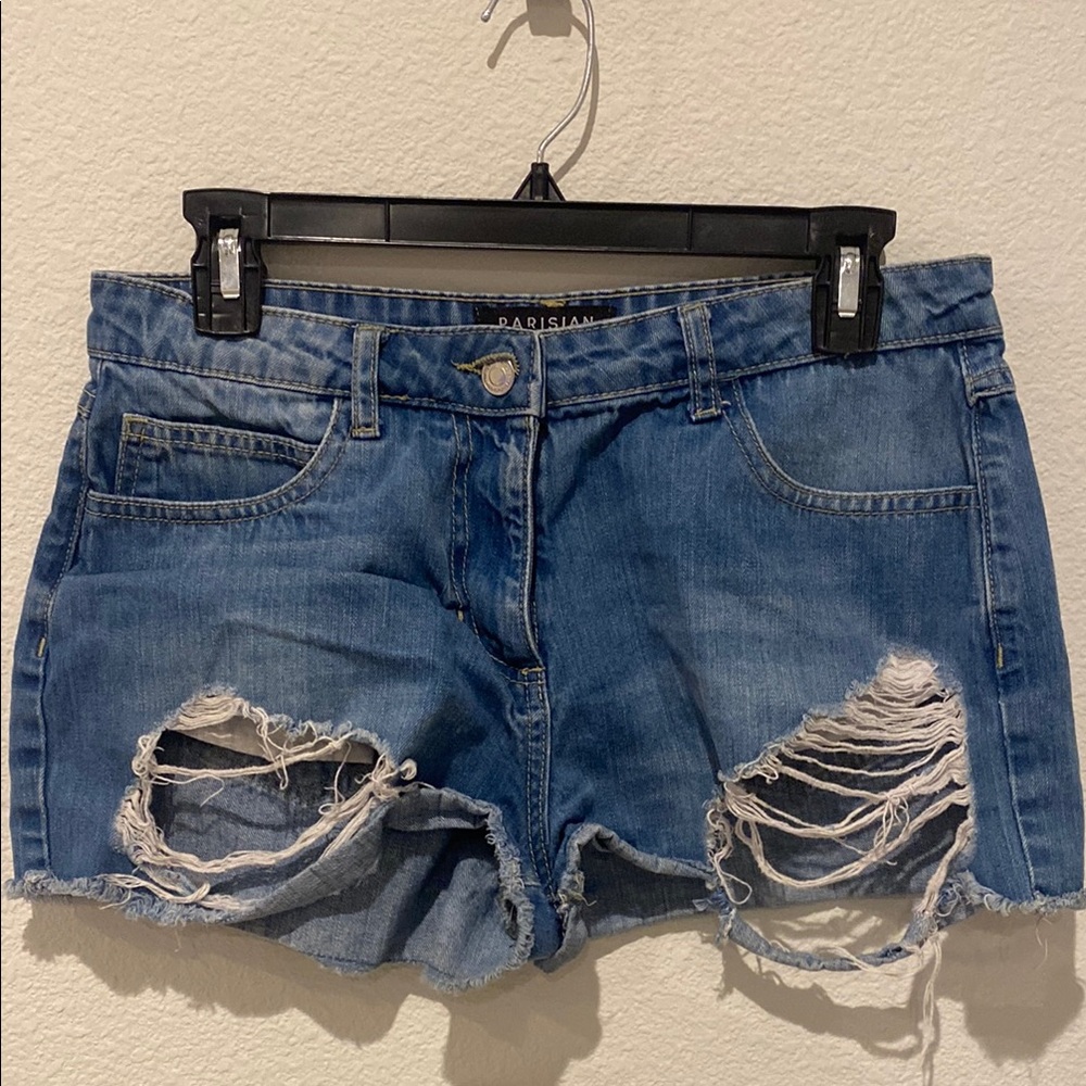 Parisian Works Blue Distressed Denim Shorts